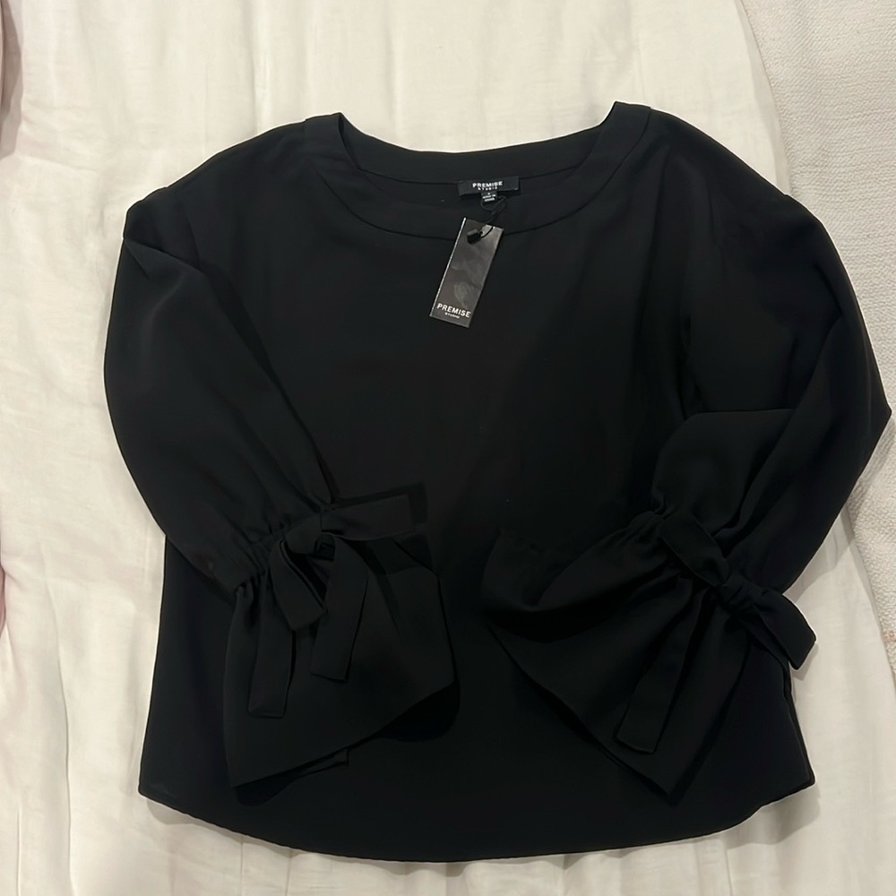 Black women blouse with bows